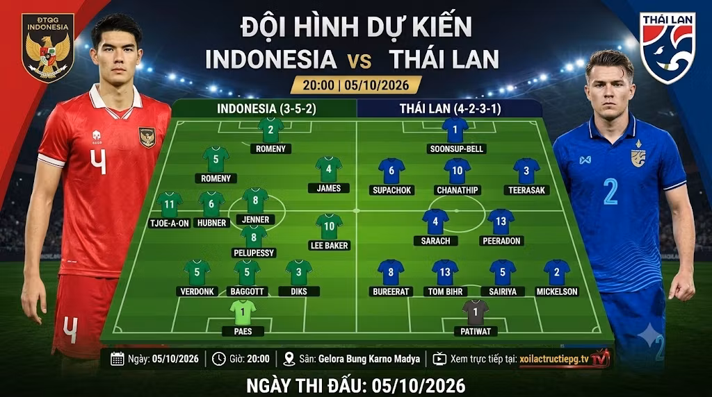Đội hình dự kiến và sơ đồ chiến thuật trận chung kết Indonesia vs Thái Lan mới nhất