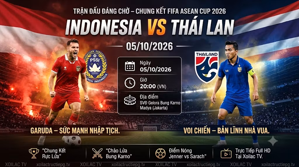 Nhận định trận chung kết Indonesia vs Thái Lan FIFA ASEAN Cup 2026 trực tiếp Xoilac TV